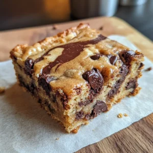 Healthy Chocolate Chip Banana Muffin Bars with Gooey Peanut Butter Swirl Healthy Chocolate Chip Banana Muffin Bars with Gooey Peanut Butter Swirl cut into squares showing golden peanut butter swirls and chocolate chips