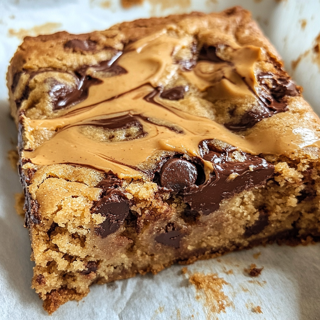 Healthy Greek Yogurt Chocolate Chip Muffin Bars with Peanut Butter Swirl Stack of healthy Greek yogurt chocolate chip muffin bars with beautiful peanut butter swirl pattern and mini chocolate chips visible